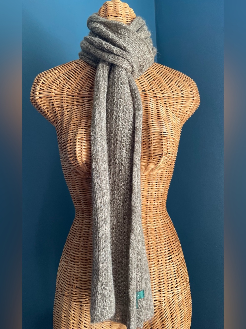 Lauren Ralph Lauren Green Label Open Mesh Knit Scarf Light Brown Gold Shimmer